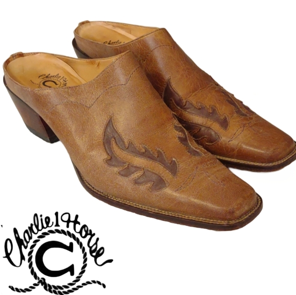 Charlie 1 Horse by Lucchese Shoes - Charlie 1 Horse by Lucchese Distressed Leather Mules